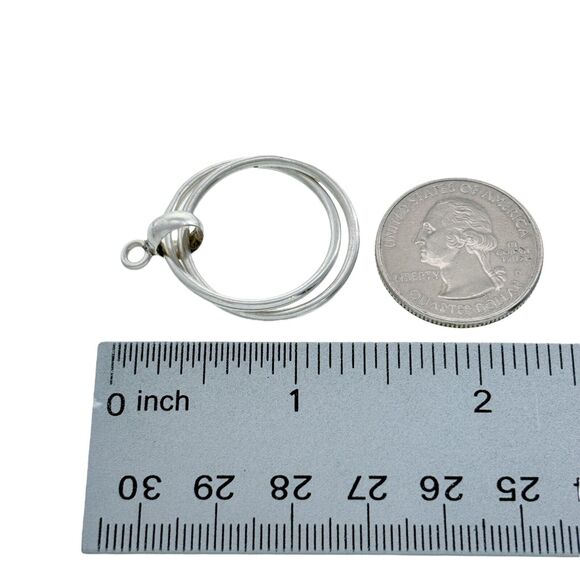 Vintage Sterling Silver 925 Double Circles minimalist Pendant - Picture 3 of 4